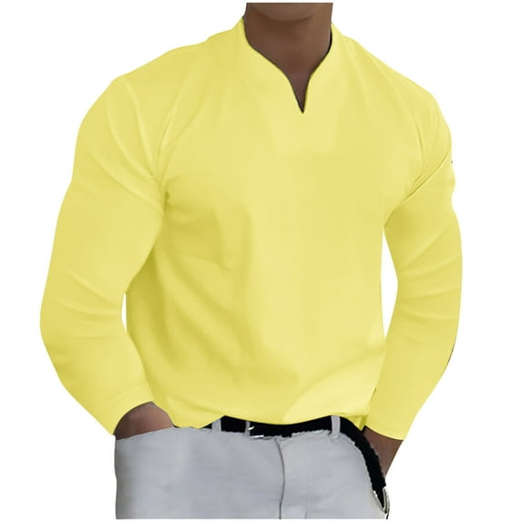 Aoochasliy Mens Hoodies Pullover Christmas Men Turn-Down Collar Blouse Solid Long Sleeve V-Neck Blouse Tops
