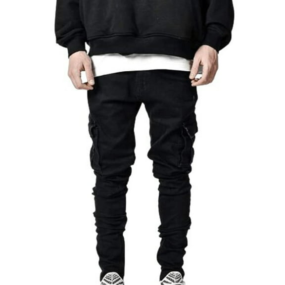 Aoochasliy Mens Jeanss Men's High End Stretch Nostalgic Frayed Slim Fit Jeans