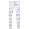 thumbnail image 1 of Aoochasliy Mens Jeans Men's New Tight-fitting Ripped Straight Hip-hop Stretch Motorcycle Denim Trouser, 1 of 5