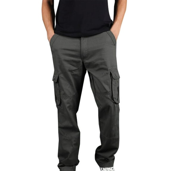 Aoochasliy Mens Jeans Men's Plus Size Pure Cotton Multi-pocket Wear-resistant Overalls Trousers