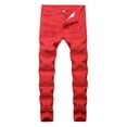 thumbnail image 1 of Aoochasliy Mens Jeans Men's New Tight-fitting Ripped Straight Hip-hop Stretch Motorcycle Denim Trouser, 1 of 7
