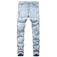 thumbnail image 1 of Aoochasliy Mens Jeans Reduced Price Men's New Tight-fitting Ripped Straight Hip-hop Stretch Motorcycle Denim Trouser, 1 of 2