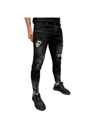 Aoochasliy Mens Jeans Clearance Reduced Price Mens Casual Fitness Solid  Bodybuilding Pocket Skin Full Length Sports Pants