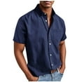 thumbnail image 1 of Aoochasliy Mens Shirts Long/Short Sleeve Big and Tall Button Down Vintage Solid Shirt Regular Fit Casual Fashion Collared Golf Tee with Chest Pocket, 1 of 5