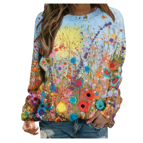 Aoochasliy Pullover for Women Clothes Hoodies Round-Neck Printing Sweatshirt Blouses Pullover Tops