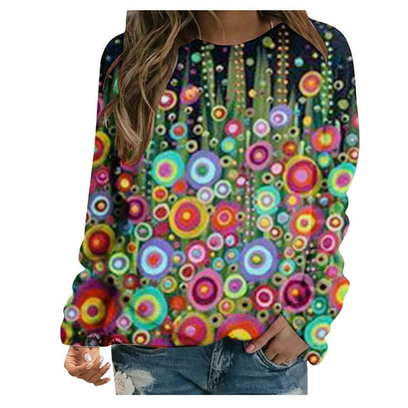 Aoochasliy Pullover for Women Clothes Hoodies Round-Neck Printing Sweatshirt Blouses Pullover Tops