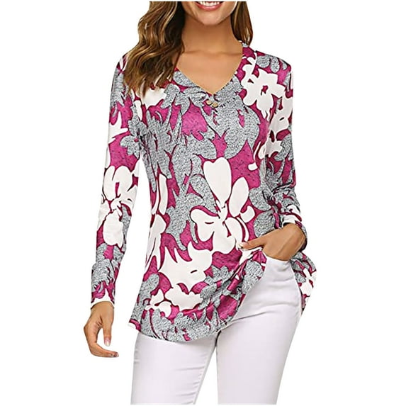 Aoochasliy Pullover for Women Clothes Women Sweatshirts Printing Casual Hoodies V-Neck Loose T-shirts Blouses Tops