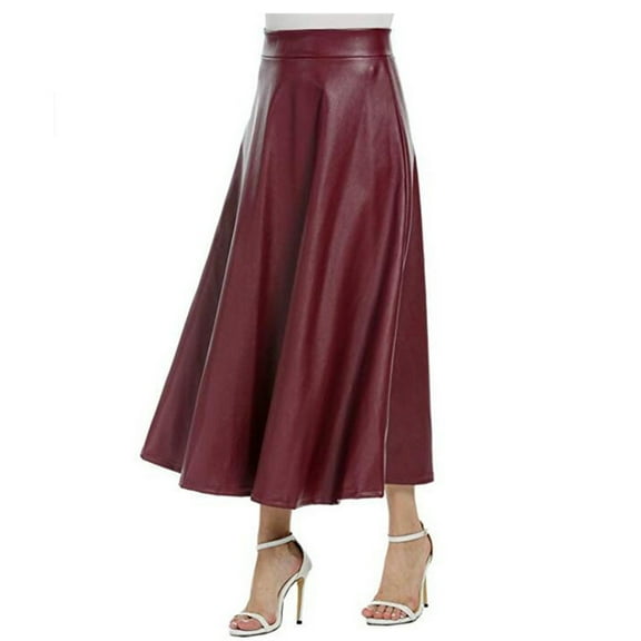 Aoochasliy Skirt Clothes Fashion Women's Leather Skirt Long Skirt High Waist Skirt