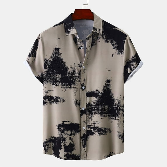 Aoochasliy Summer Summer Clothes Mens Shirts Casual Hawaii Print Turndown Short Sleeve Button Closure Shirt Blouse