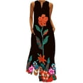 thumbnail image 1 of Aoochasliy Summer Dresses for Women Casual Long Dress with Striped Floral Print Sleeveless Maxi Dress Summer Savings Clearance!, 1 of 9