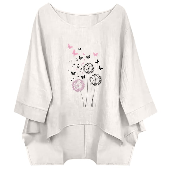 Aoochasliy Summer Tops for Women 2026 Short Sleeve Crew Neck Linen Cotton Shirts Plus Size Gauze Casual Dressy Blouse Outfits