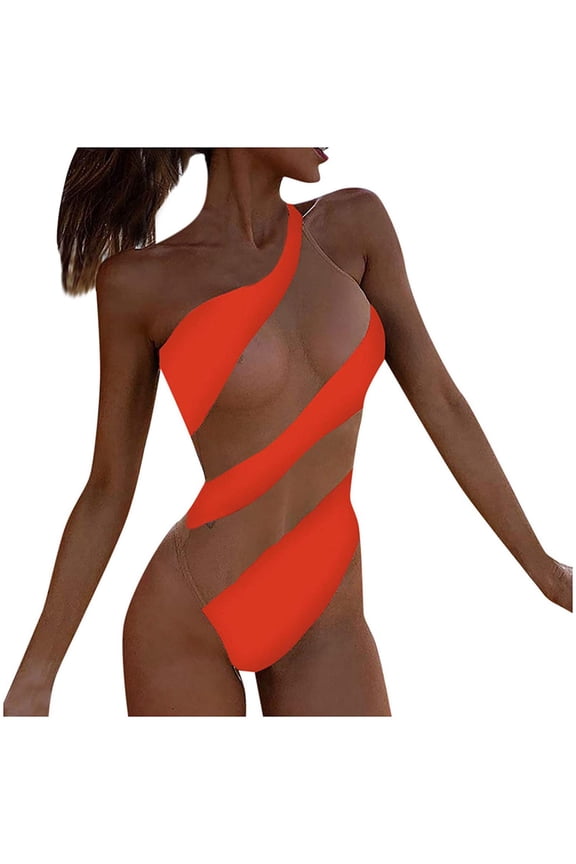 Swimsuit Clothes Fashion Womens Color Matching Siamese Push-Up Pad Swimwear Swimsuit Beachwear for Home Casual Work Play