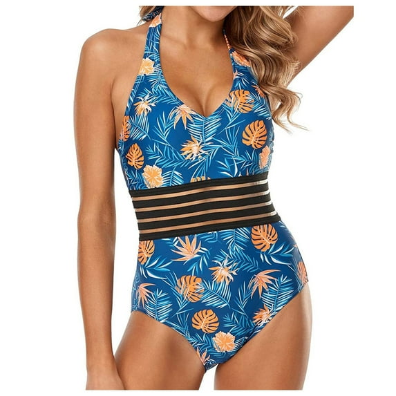 Aoochasliy Swimsuit Clothes Women Flowers Print Bikini One Piece Swimwear Push-Up Swimsuit Bathing Suit