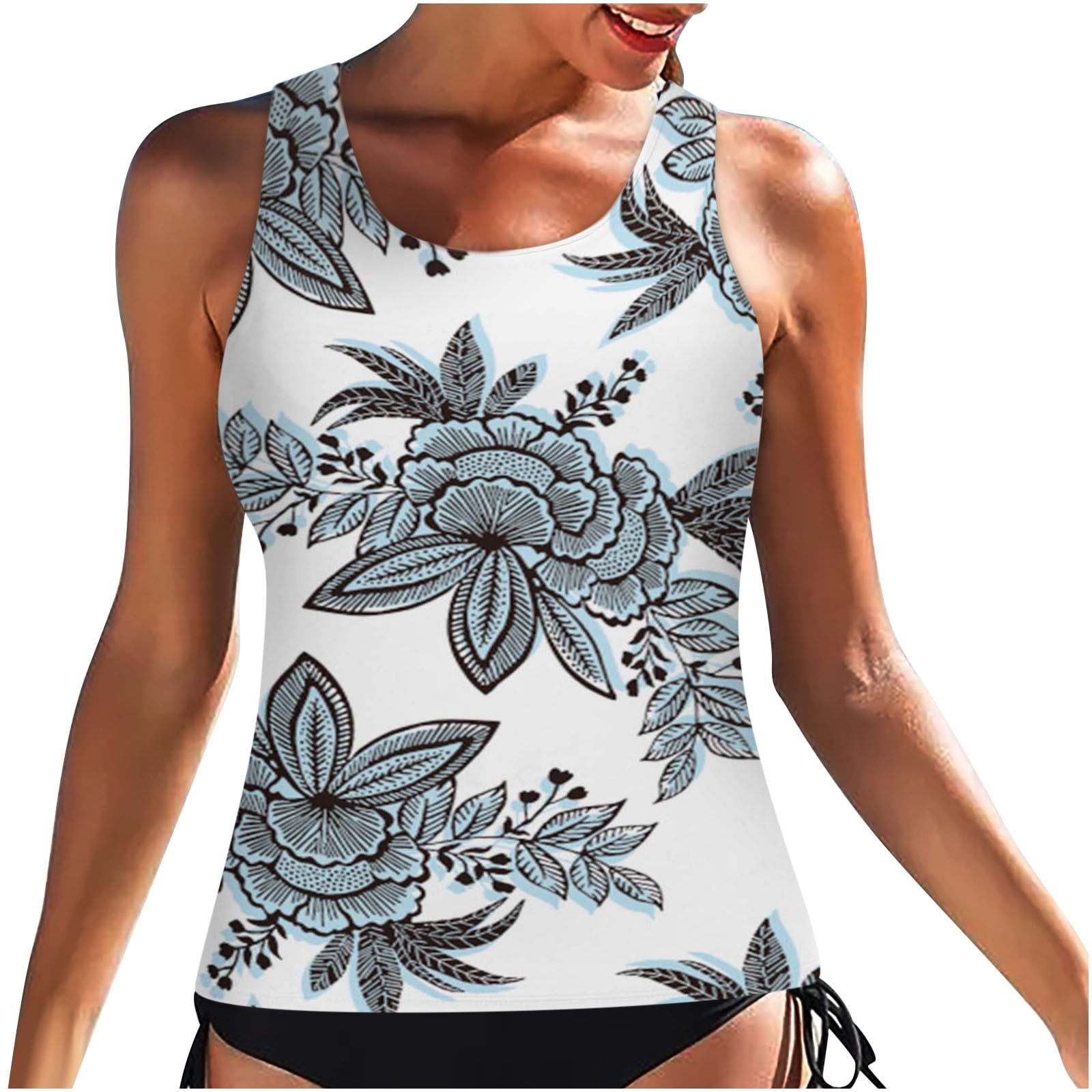 Aoochasliy Swimsuit Clothes High Neck Tankini Tops Bathing Suit Tops For Women Tummy Control