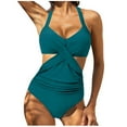 thumbnail image 1 of Aoochasliy Swimsuit Clothes Women Front Cross Cutout One-Piece Swimsuits Swimwear Tankini Monokini Beachwear, 1 of 5