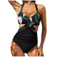 thumbnail image 1 of Aoochasliy Swimsuit Women Front Cross Cutout One-Piece Swimsuits Swimwear Tankini Monokini Beachwear, 1 of 5