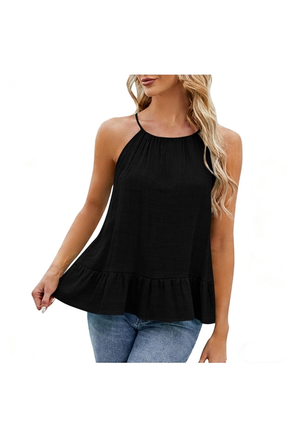 Tank Tops for Women Cotton Linen V-Neck Crop Top Loose Fit Sleeveless V Neck Shirts Sleeveless Spring Summer Top Lightweight Casual Blouses