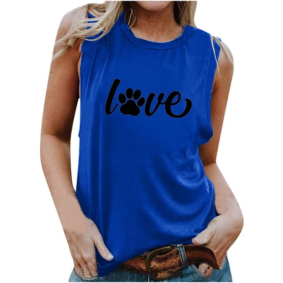 Aoochasliy Tank Tops for Women Summer Women Fashion Round Neck Printed Sleeveless Casual Tank Tops