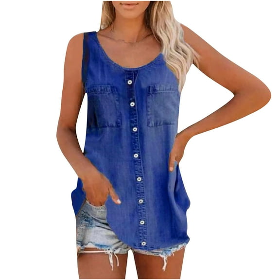 Aoochasliy Tank Tops for Women Women Fashion Casual Sexy Summer Round Neck Loose Sleeveless Vest Top