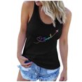 thumbnail image 1 of Aoochasliy Tank Tops for Women Clothes Women's Fashion Summer O Neck Sleeveless Heartbeat Casual Printed Tank Tops, 1 of 6