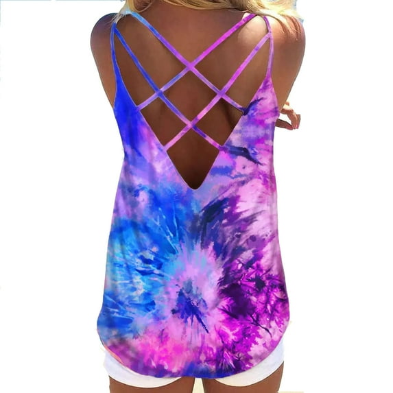 Aoochasliy Tank Tops for Women Clothes Women's Personalized Printing Tie Back Satin Cami Bandana Tops Sling Strap Vest