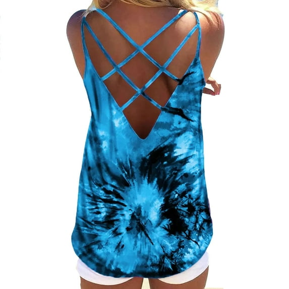 Aoochasliy Tank Tops for Women Clothes Women's Personalized Printing Tie Back Satin Cami Bandana Tops Sling Strap Vest