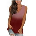 thumbnail image 1 of Aoochasliy Tank Tops for Women Women's Casual Printing V-Neck Gradient Sleeveness Tops Loose Vest Blouses, 1 of 4