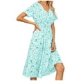 thumbnail image 1 of Aoochasliy Trendy Dress Women Summer Casual Short Sleeve V-Neck Floral Dresses Slim Dress, 1 of 6