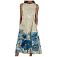 thumbnail image 1 of Aoochasliy Trendy Dress Women's Summer Round Neck Sleeveless Scenic Floral Printed Pocket Dress, 1 of 3