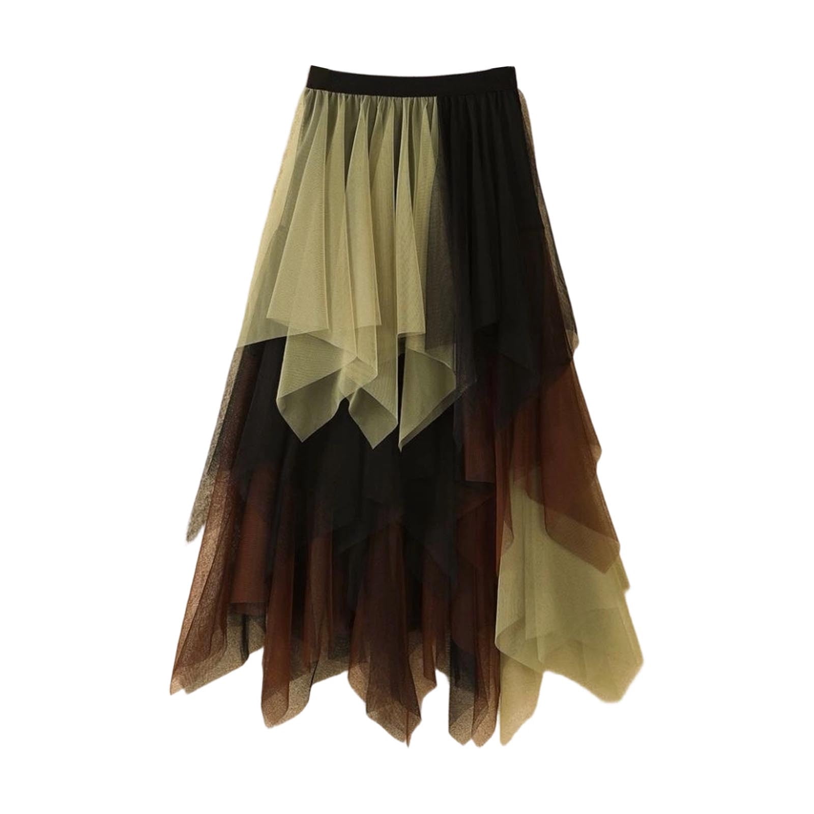 Aoochasliy Tulle Dress for Women High Waist Color Block Pleated Flowy ...