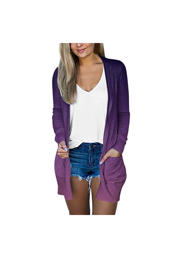 Winter Coats for Women Clearance 2022 Trendy Casual Pocket Long Sleeve Printed Cover Up Cardigan Outerwear