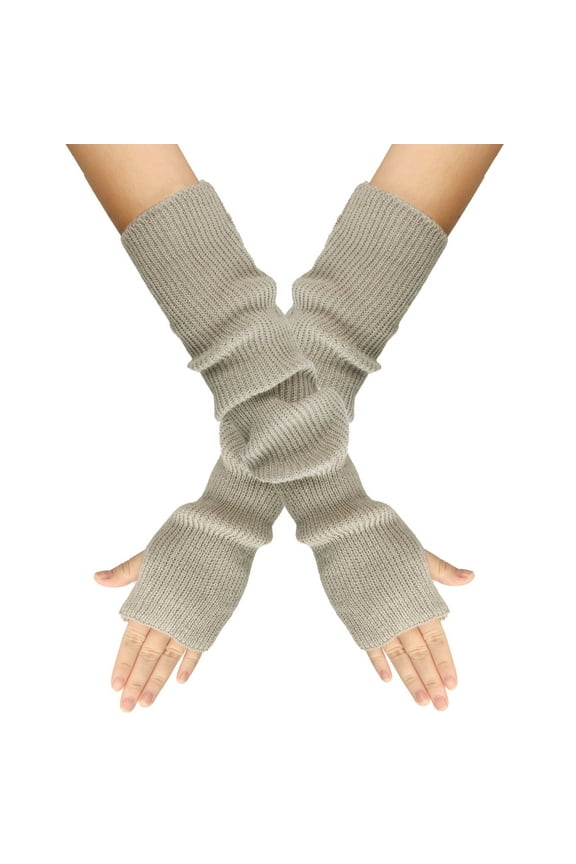 Winter Gloves Clothes Women Winter Wrist Arm Warmer Solid Knitted Long Fingerless Gloves