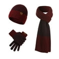 thumbnail image 1 of Aoochasliy Winter Gloves Three Pieces of Warm Autumn and Winter Suit Mixed Color Knitted Woolen Thick Hats, Scarves and Gloves, 1 of 9