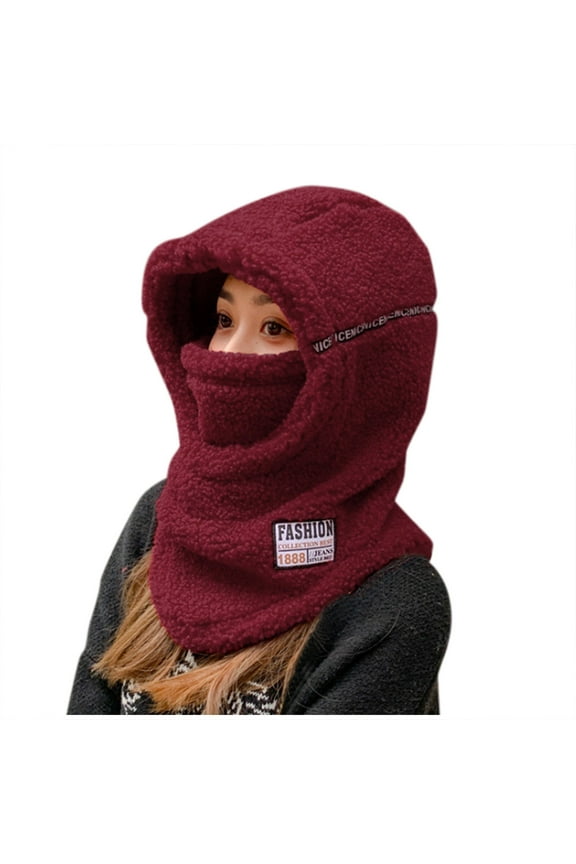 Winter Hats Clothes Adult Woman Unisex Solid Cute Hat Winter Warm Camofleece Muffler Cap Face Mask