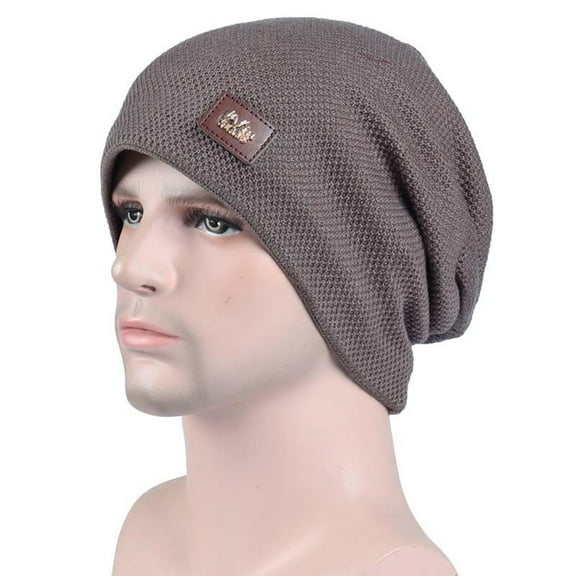 Aoochasliy Winter Hats Clearance Knitted Hat Men Autumn and Winter Solid Color Piles of Tab Hats Keep Warm Ski Plus Velvet Hat