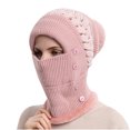 thumbnail image 1 of Aoochasliy Winter Scarfs Christmas Clothes Woman's Warm Neck Guard Head Guard Knitted Hat Scarf Mask In One Hairball Woolen Cap, 1 of 7
