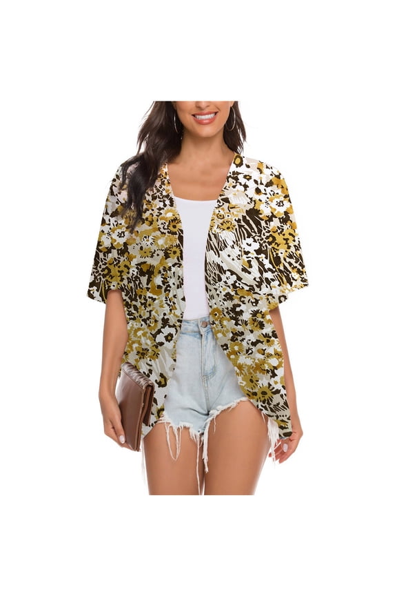 Winter Scarfs Christmas Women Print Chiffon Beach Cardigan Blouse Shawl Loose Tops Outwear