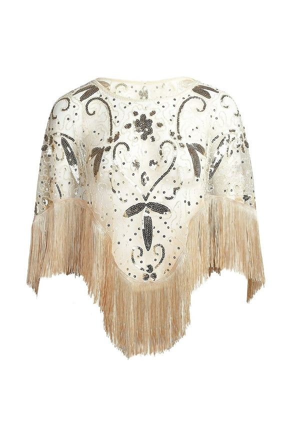Winter Scarfs Christmas Clearance Women's 1920s Shawl Beaded Sequin Deco Evening Cape Bolero Flapper Cover up