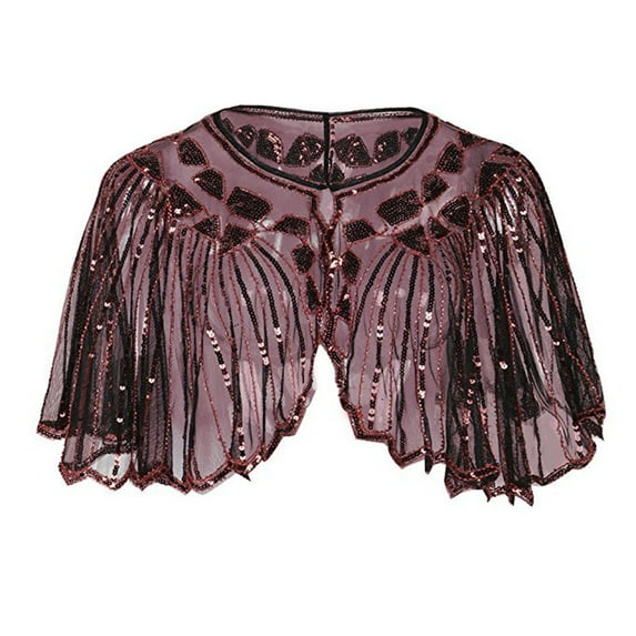 Aoochasliy Winter Scarfs Christmas Clearance Women's 1920s Shawl Beaded Sequin Deco Evening Cape Bolero Flapper Cover up
