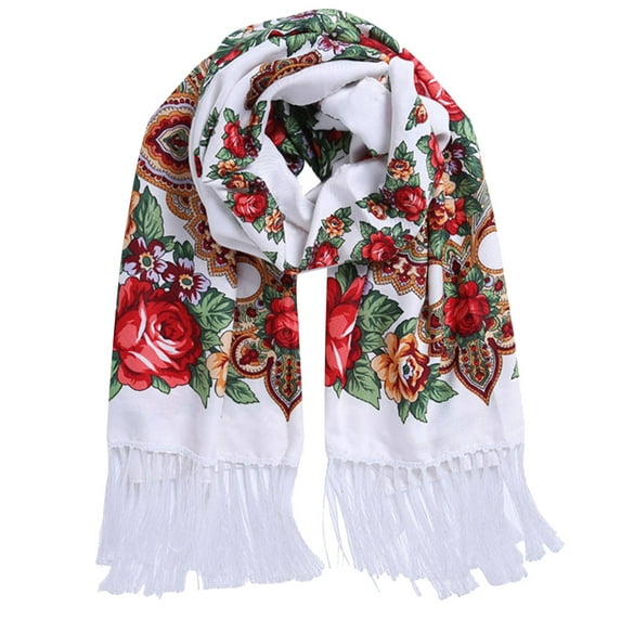 Aoochasliy Winter Scarfs Christmas Clothes Women's Scarf Shawl Wrap Traditional Retro Ukraine Style Printed Tassels Long Scarfs