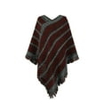 thumbnail image 1 of Aoochasliy Winter Scarfs Christmas Clothes Women's Trendy Autumn Contrasting Stripe Tassel Cloak Shawl Tops, 1 of 5
