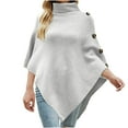 thumbnail image 1 of Aoochasliy Winter Scarfs Christmas Clothes Women's Trendy Autumn Solid Shawl Button Cloak Lapel-Neck Knitting Coat Tops, 1 of 6