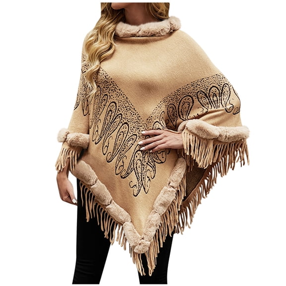 Aoochasliy Winter Scarfs Christmas Clearance Women's Trendy Warm Shawl Solid Color Cloak Large Knitting Loose Coat