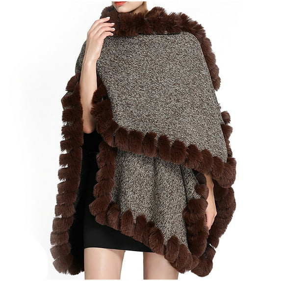 Aoochasliy Winter Scarfs Christmas Clearance Women's Wool Collar Hanging Dyed Cape Large Knitting Cardigan Loose Coat
