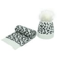 thumbnail image 1 of Aoochasliy Winter Scarfs Unisex Solid Color Leopard Print Knitted Warm Scarf Hat Two-piece Set, 1 of 1