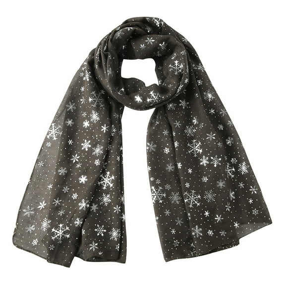 Aoochasliy Winter Scarfs Women Christmas Festive Winter Snowflake Print Warm Winter Snow flake Scarf