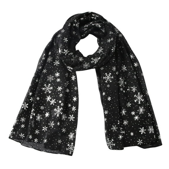Aoochasliy Winter Scarfs Women Christmas Festive Winter Snowflake Print Warm Winter Snow flake Scarf