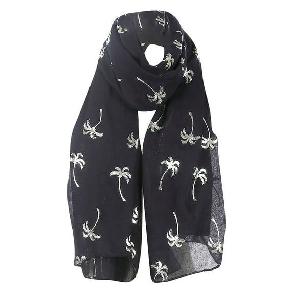 Aoochasliy Winter Scarfs Women Coconuts Foil Printed Scarf Wrap Silk Shawl Travel Scarves