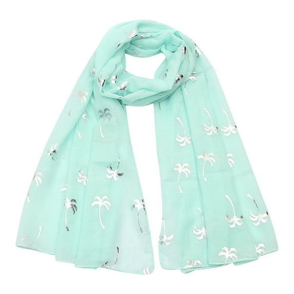 Aoochasliy Winter Scarfs Women Coconuts Foil Printed Scarf Wrap Silk Shawl Travel Scarves