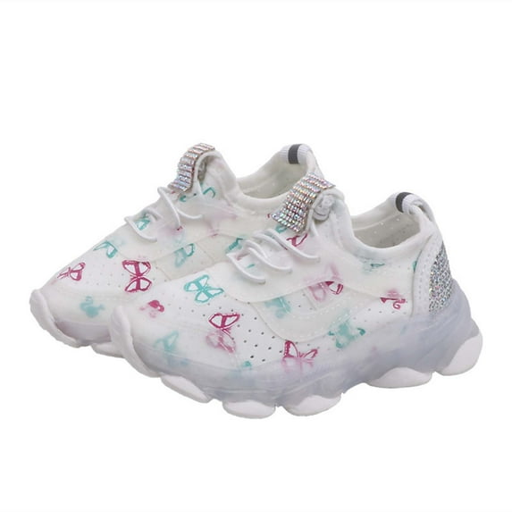 Aoochasliy Winter Toddler Shoes Christmas Clothes Children Kid Baby Girls Butterfly Crystal Led Luminous Sport Run Sneakers Shoes